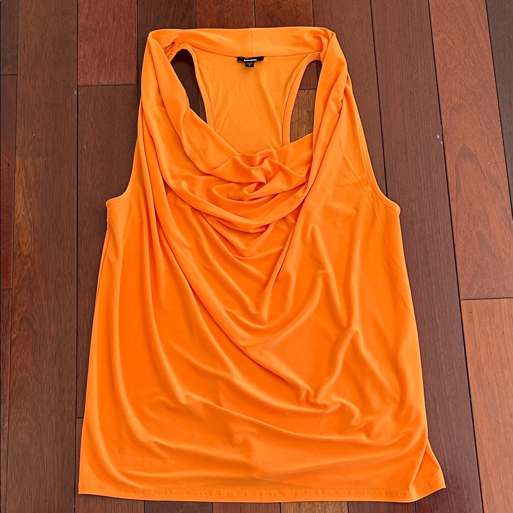 Express Vibrant Orange Drape Tank Top